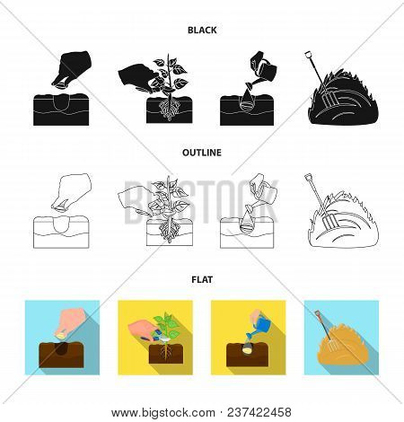 Garden, Ecology, Farmingand Other  Icon In Black, Flat, Outline Style. Feed, Plot Farmicons In Set C