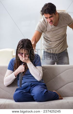 Desparate wife with aggressive husband in domestic violence conc