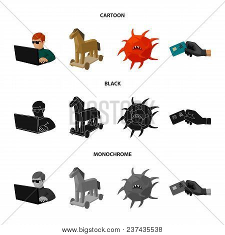 Hacker, Hacking, System, Internet .hackers And Hacking Set Collection Icons In Cartoon, Black, Monoc