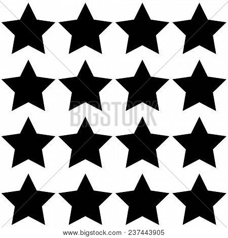 Digital Computer Graphic- Geometric Seamless Pattern With A Black Five-pointed Stars On A White Vack