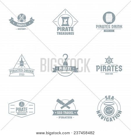 Pirate Logo Set. Simple Set Of 9 Pirate Vector Logo For Web Isolated On White Background