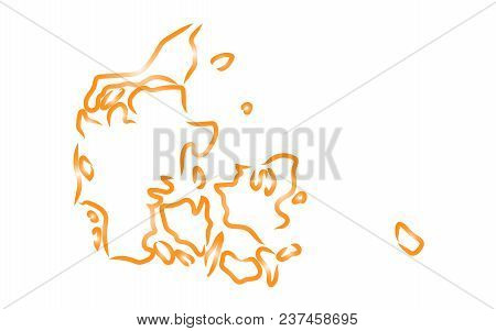 Stylized Sketch Map Of Denmark Orange Outline