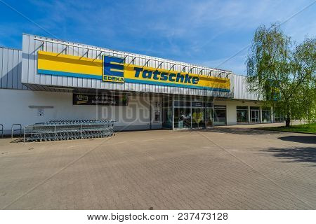 Berlin - April 22, 2018: Edeka Supermarket. The Edeka Group Is The Largest German Supermarket Corpor