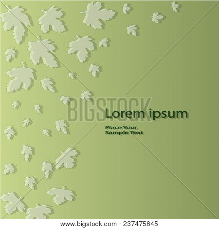 Beautiful Vector Background Of Light Green Color With Light Leaves. Excellent For Printed Products, 