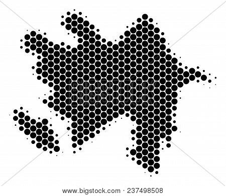 Halftone Round Spot Azerbaijan Map. Vector Geographic Map On A White Background. Vector Composition 