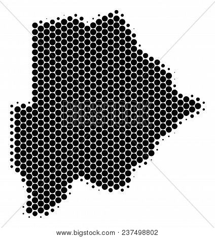 Halftone Round Spot Botswana Map. Vector Geographic Map On A White Background. Vector Composition Of