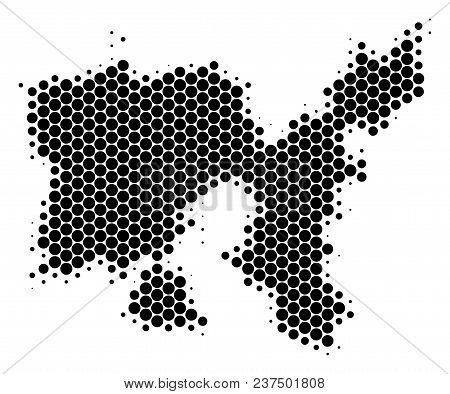 Halftone Circle Limnos Greek Island Map. Vector Geographical Map On A White Background. Vector Conce
