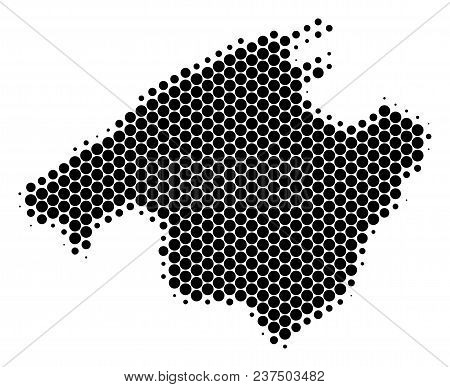 Halftone Round Spot Spain Mallorca Island Map. Vector Geographical Map On A White Background. Vector