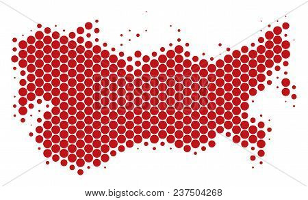 Halftone Circle Ussr Map. Vector Geographical Map On A White Background. Vector Composition Of Ussr 