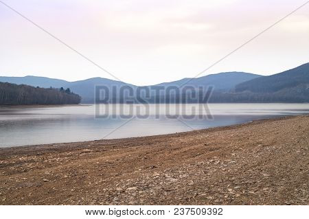 View Of The Vladivostok City Reservoir Of Lake Sedanka. Far Eastern Landscape.