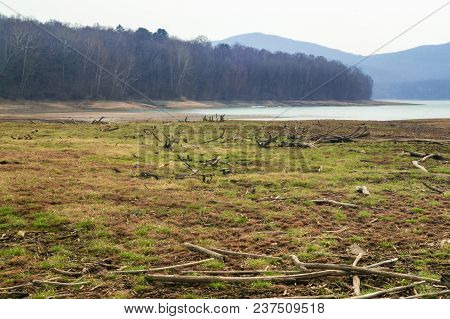 View Of The Vladivostok City Reservoir Of Lake Sedanka. Far Eastern Landscape.