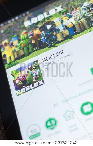 Ryazan, Russia - April 19, 2018 - Roblox Mobile App On The Display Of Tablet Pc