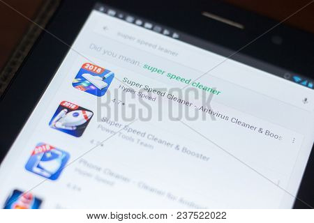 Ryazan, Russia - April 19, 2018 - Super Speed Cleaner Icon On The List Of Mobile Apps