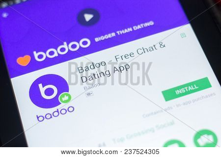 Ryazan, Russia - April 19, 2018 - Badoo - Free Chat And Dating Mobile App On The Display Of Tablet P