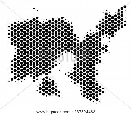 Halftone Hexagon Limnos Greek Island Map. Vector Geographical Map On A White Background. Vector Conc