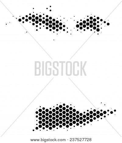 Halftone Hexagon Usa Virgin Islands Map. Vector Geographical Map On A White Background. Vector Colla
