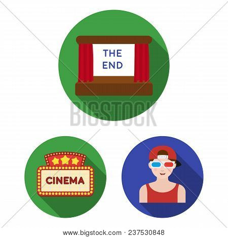 Films And Cinema Flat Icons In Set Collection For Design.movies And Attributes Vector Symbol Stock  