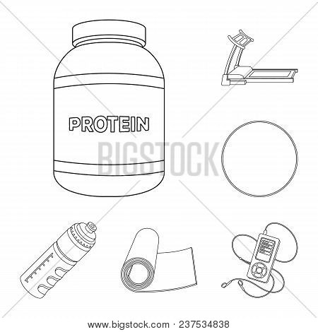 Gym And Training Outline Icons In Set Collection For Design. Gym And Equipment Vector Symbol Stock  