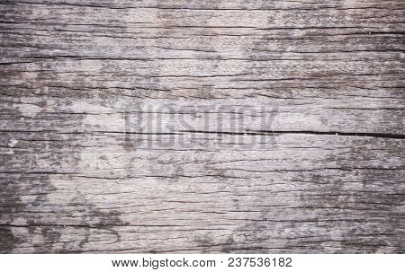 Wooden grey background. Vintage, timeworn, peeled, empty surface, close up view.