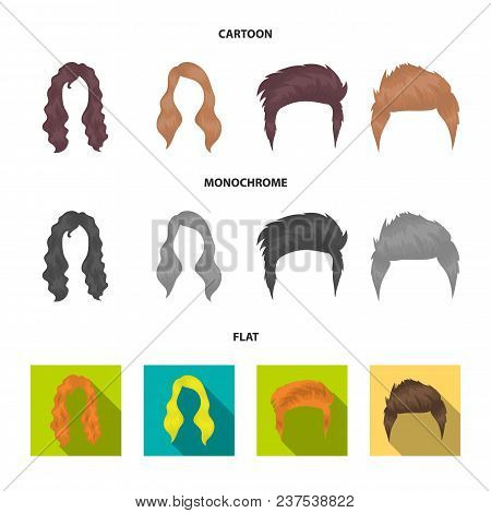 Mustache And Beard, Hairstyles Cartoon, Flat, Monochrome Icons In Set Collection For Design. Stylish