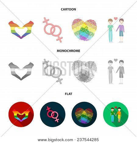 Hands, Feminism, Fingerprints. Gay Set Collection Icons In Cartoon, Flat, Monochrome Style Vector Sy