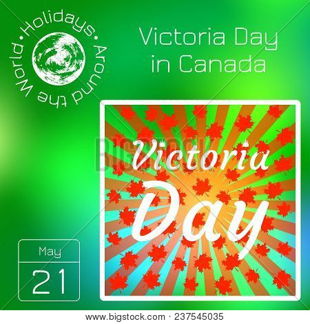 Calendar. Holidays Around The World. Event Of Each Day. Green Blur Background - Name, Date, Illustra