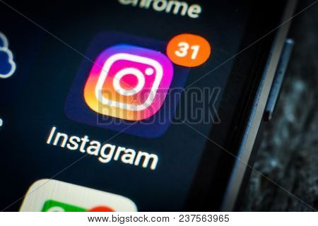 Kharkiv, Ukraine - 23 April, 2018: application icon instagram on a smartphone screen