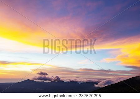 Beautiful volcano in Cerro Verde National Park in El Salvador at sunset