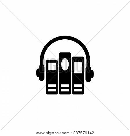 Audio Library. Flat Vector Icon. Simple Black Symbol On White Background