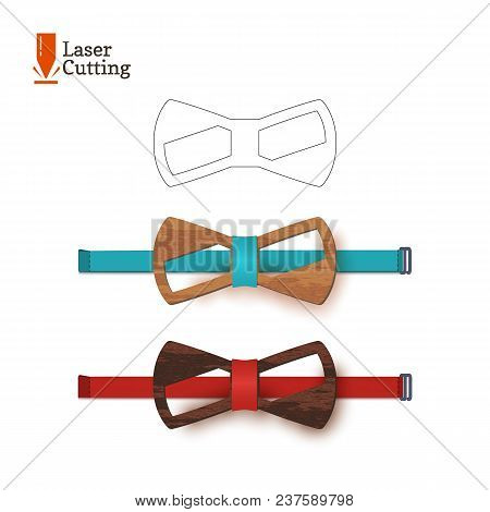Laser Cut Bow-tie Template For Diy. Vector Silhouette For Cutting A Bow Tie On A Cnc, Lathe Made Of 