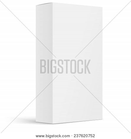 Blank White Product Packaging Box Isolated. Realistic 3d Product Packaging Box For Design Or Brandin