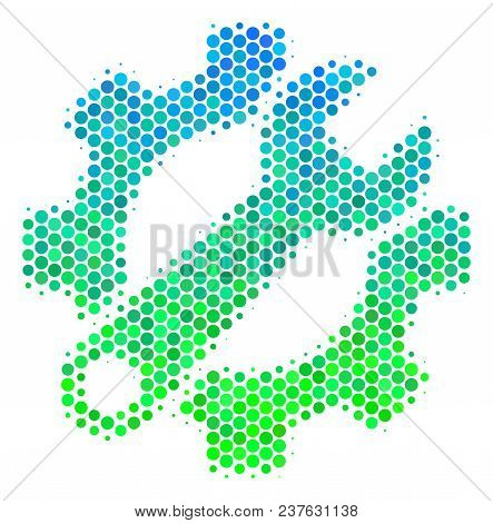 Halftone Dot Service Tools Icon. Icon In Green And Blue Color Tints On A White Background. Vector Co