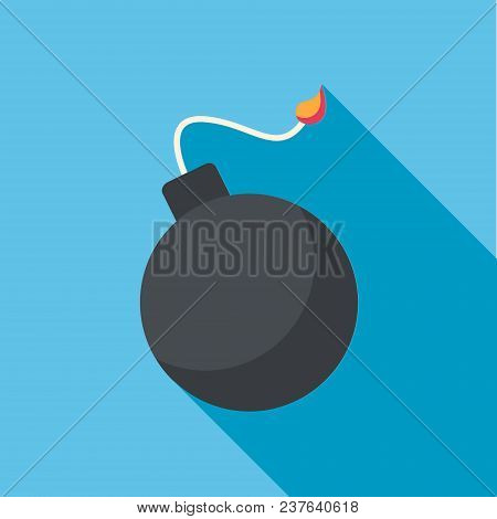 Bomb Flat Web Design On Blue Background With Long Shadow.