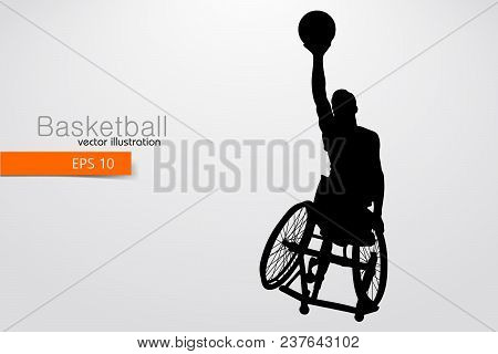 Basketball Player Disabled. Text On A Separate Layer, Color Can Be Changed In One Click. Vector Illu