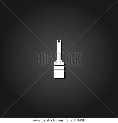 Renovation Instrument Brush Whitewash Icon Flat. Simple White Pictogram On Black Background With Sha