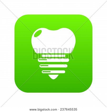 Dental Implant Icon Green Vector Isolated On White Background