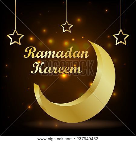 Ramadan Kareem Is A Beautiful Postcard. Arabic Background. The Uraza. Night Sky.