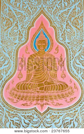 Buddha dipinta sulla parete, Thailandia della Chiesa