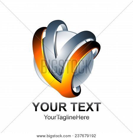 Initial Letter V Or Vv Logo Template Colored Orange Silver Circle Sphere Design For Business And Com