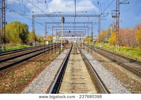 Railway Pointwork, Railway Tracks, High-speed Rail . Sunny Day