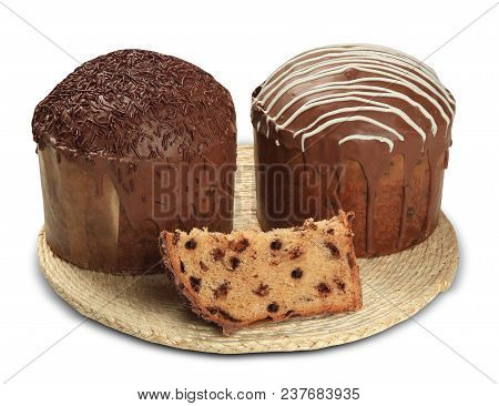 Panettone Of Chocolate Is The Traditional Italian Dessert For Christmas.