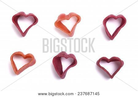 Handmade Multi-colored Heart Paste On A White Background Close-up