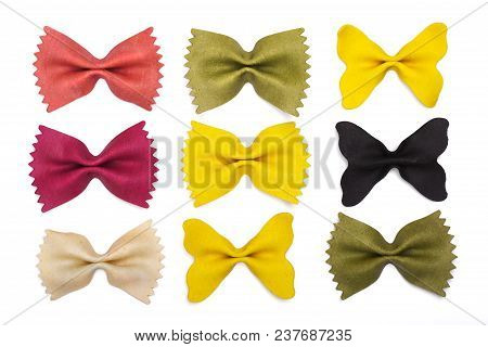 Handmade Multi-colored Paste In The Shape Of A Bow On A White Background Close-up