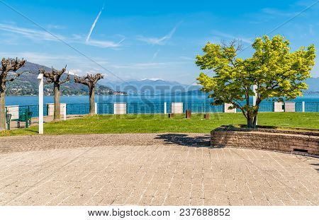 Lakefront Of Ranco, Is Small Village Located On The Shore Of Lake Maggiore In Province Of Varese, It