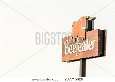 Northampton, Uk - Apr 21, 2018: The Beefeater Logo Outside One Of Their Restaurants Near Kislingbury