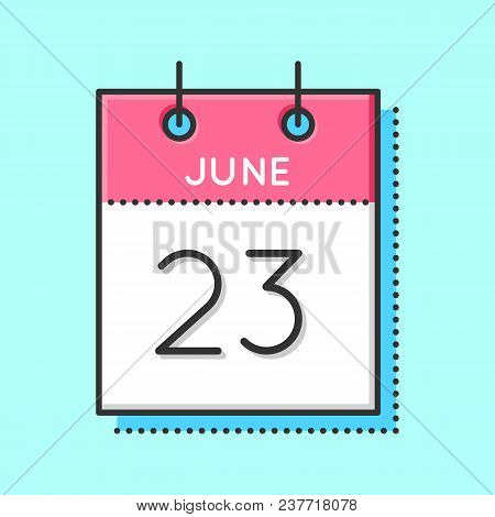 Vector Calendar Icon. Flat And Thin Line Vector Illustration. Calendar Sheet On Light Blue Backgroun