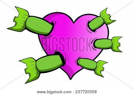 The Pink Heart Affected With Military Warheads On Defeat