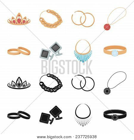 Wedding Rings, Cuff Links, Diamond Necklace, Women Ring With A Stone. Jewelery And Accessories Set C