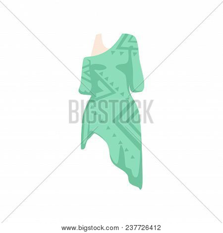 Female Turquoise Tunic With Full Sleeves, Fashion Women Clothes Vector Illustration Isolated On A Wh