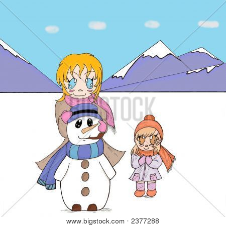 Niños jugando con la nieve